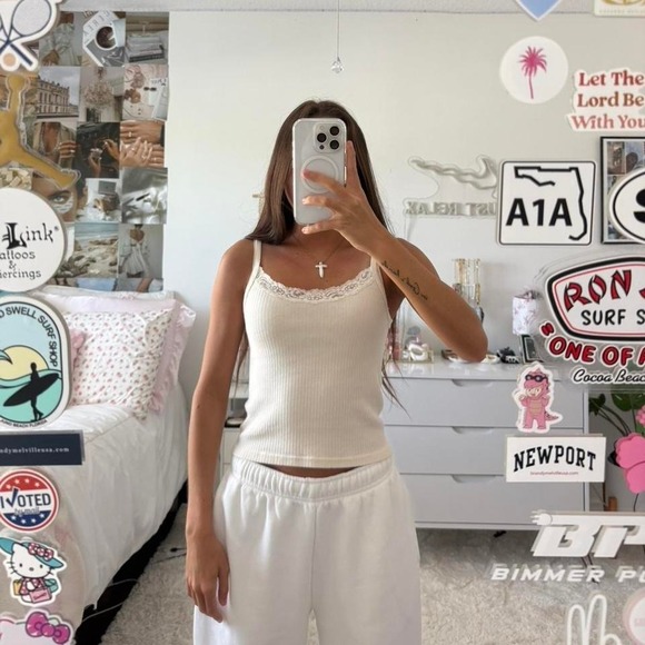 Brandy Melville Tops - Brandy Melville cream lace tank top‎